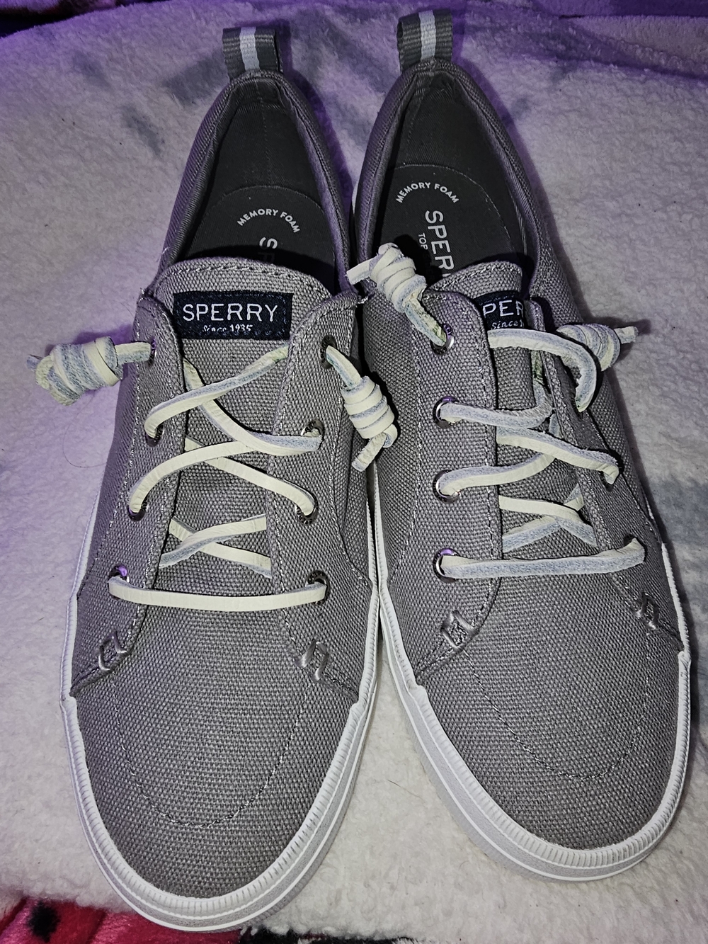 Sperry Gray Canvas Lace-Up Sneakers NWOT Retail $65